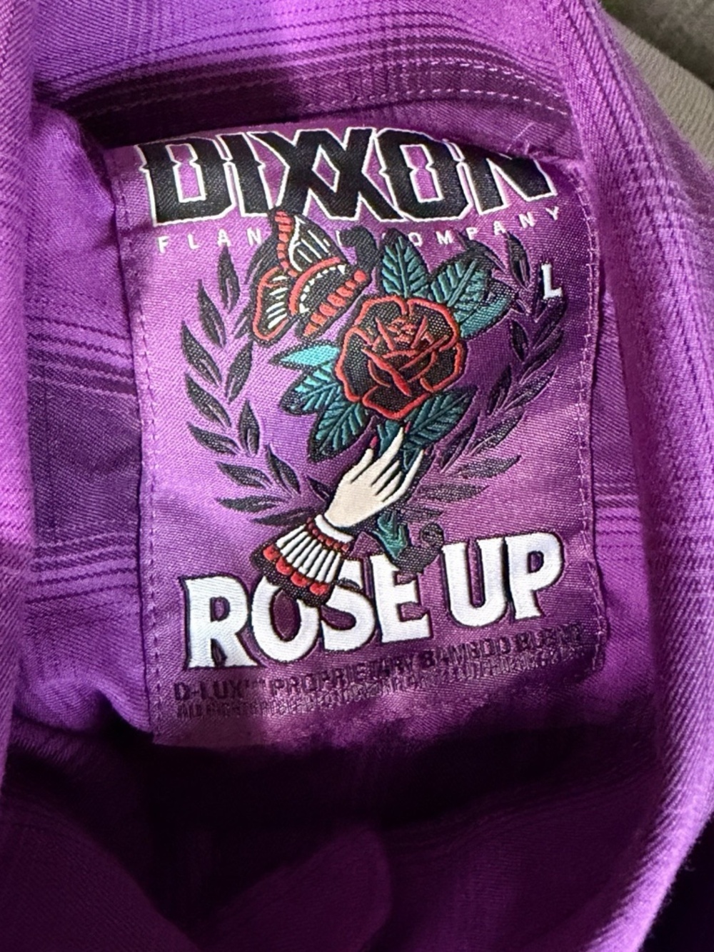 Dixxon Rose Up Shirt Mens Large Purple Plaid Bamboo Lightweight - Picture 4 of 4